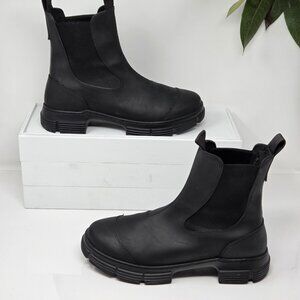 Ganni Recycled Rubber City Chelsea Boots Size 41 US 11 Womens Black Rainboots